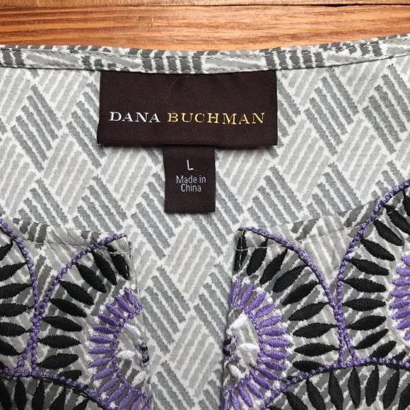 Dana Bachman Purple Embroidered Tunic Top, EUC, L - Picture 4 of 15